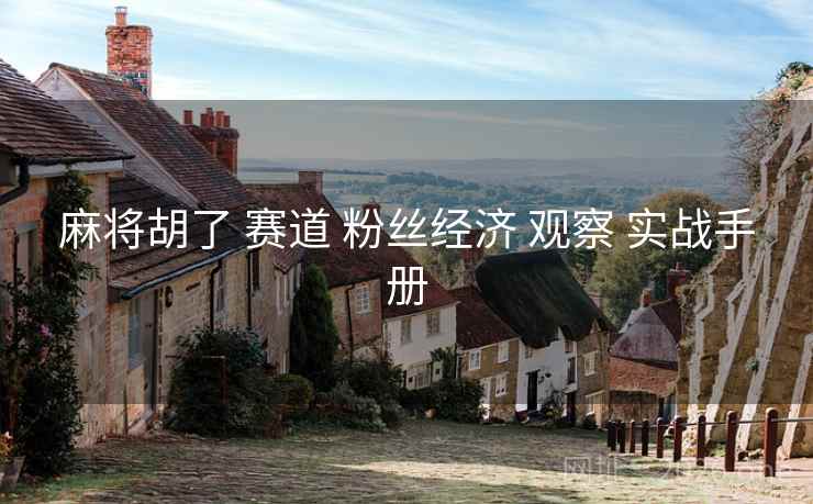 麻将胡了 赛道 粉丝经济 观察 实战手册 麻将胡了 赛道 粉丝经济 观察 实战手册